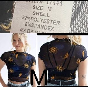 🆕Sun & Moon Navy Blue Mesh Crop Top~Size M